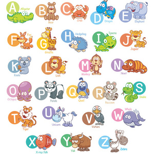 Wholesale Custom PVC Removable Educational Cartoon Animal Alphabet Letter Baby Room Nursery Decorative Wall Sticker For Bedroom