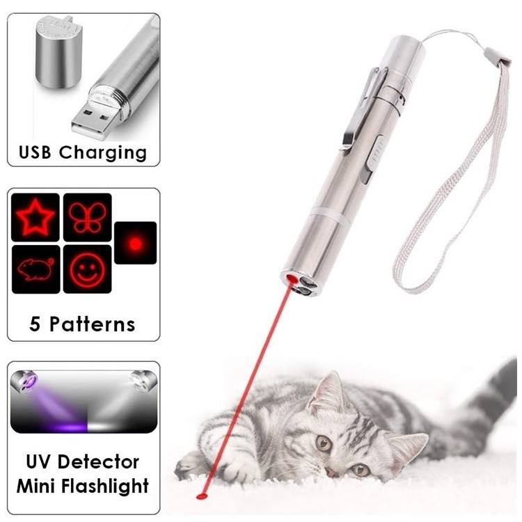 High Quality Pet Cat Toys Aluminum USB Rechargeable Interactive Pet Cat Laser Pointer Toys for Cats