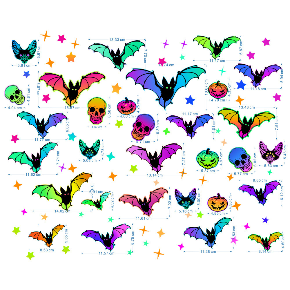 Wholesale Custom Wall Stickers PVC Luminous Glow In the Dark Bat Halloween Decor Kids Window Wall Sticker