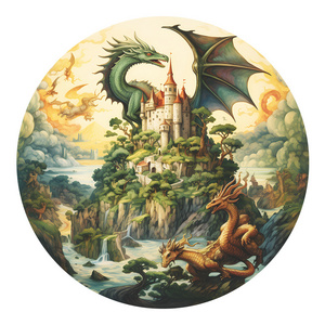 Wholesale Custom Wall Stickers PVC Cute Dream castle Dragon Home Decoration Self Adhesive Kids Wall Stickers for Bedroom