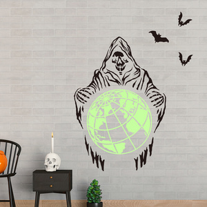 Wholesale Custom Wall Stickers PVC Ghost Earth Bat Glow in the Dark Halloween Decorative Wall Stickers for Bedroom