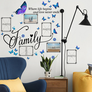 Wholesale Custom PVC Memorable Removable Family Decorative Butterflies Photo Frame Wall Sticker For Bedroom