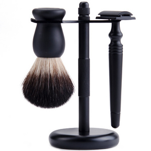 Luxury Private Label Custom Logo Shaving Tools Men's Gift Set Metal Shaving Brush Set Shaving Straight Barber Razor Stand Kits