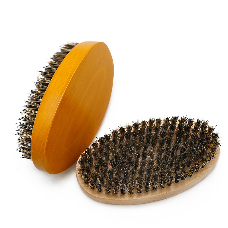 Wholesale Salon Boar Bristle Facial Brush Comb Men Long Beard Grooming And Shaping Hair Removal BrushTools Natural Wood Brush