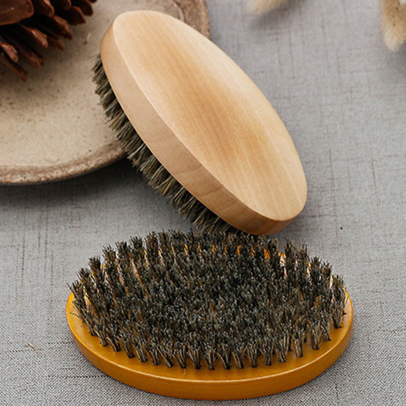 Wholesale Salon Boar Bristle Facial Brush Comb Men Long Beard Grooming And Shaping Hair Removal BrushTools Natural Wood Brush