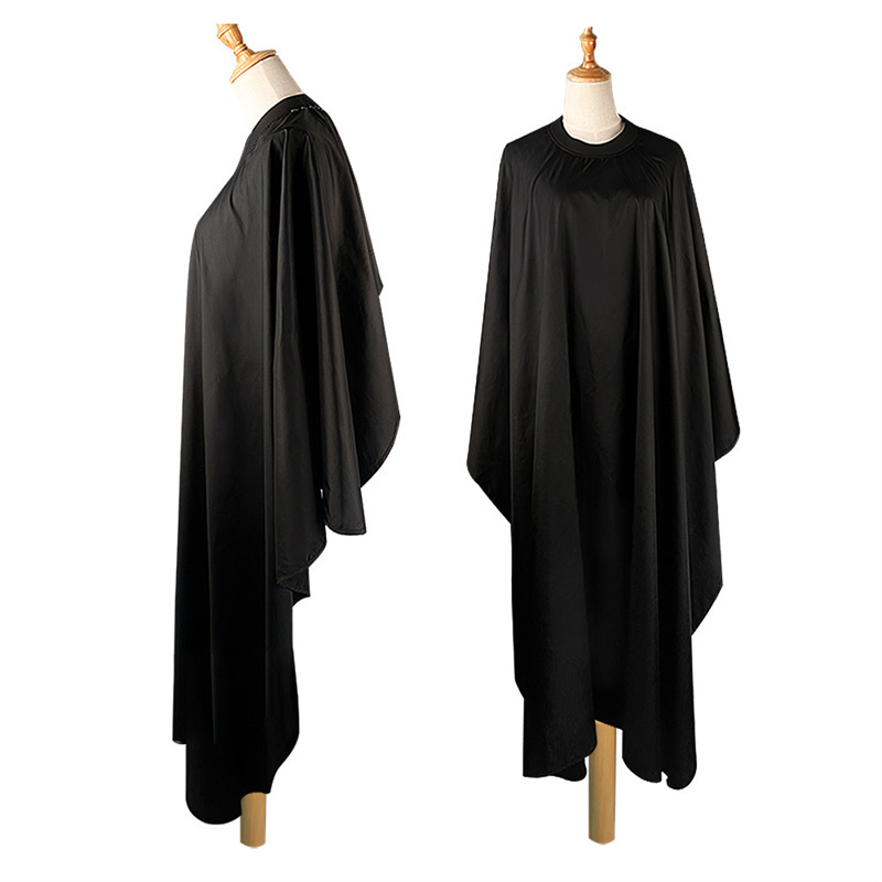 Wholesale Black Custom Logo Waterproof Salon Barber Polyester Cape and Apron Silicon Neckline Design Capes Haircut Hairdresser