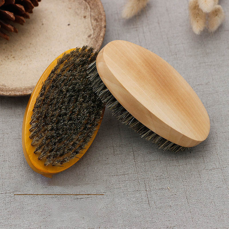 Wholesale Salon Boar Bristle Facial Brush Comb Men Long Beard Grooming And Shaping Hair Removal BrushTools Natural Wood Brush