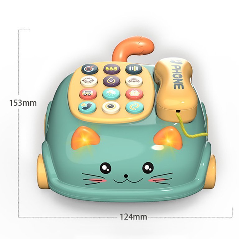 Learning story machine children cat pull cord telephone light music telephone landline toy