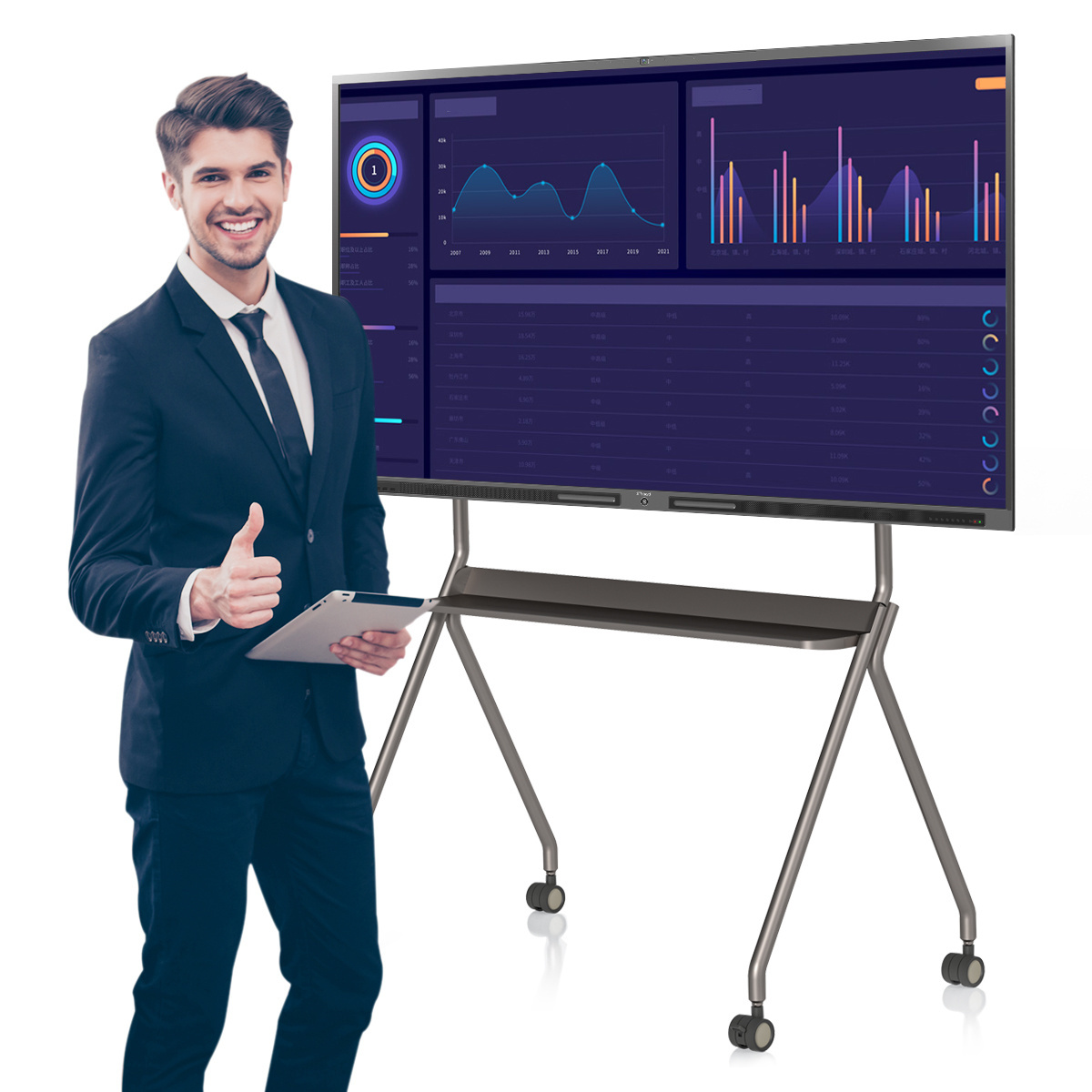 86 Inch Mobile Tv Smart Board Interactive Touch Screen Whiteboard With Speaker