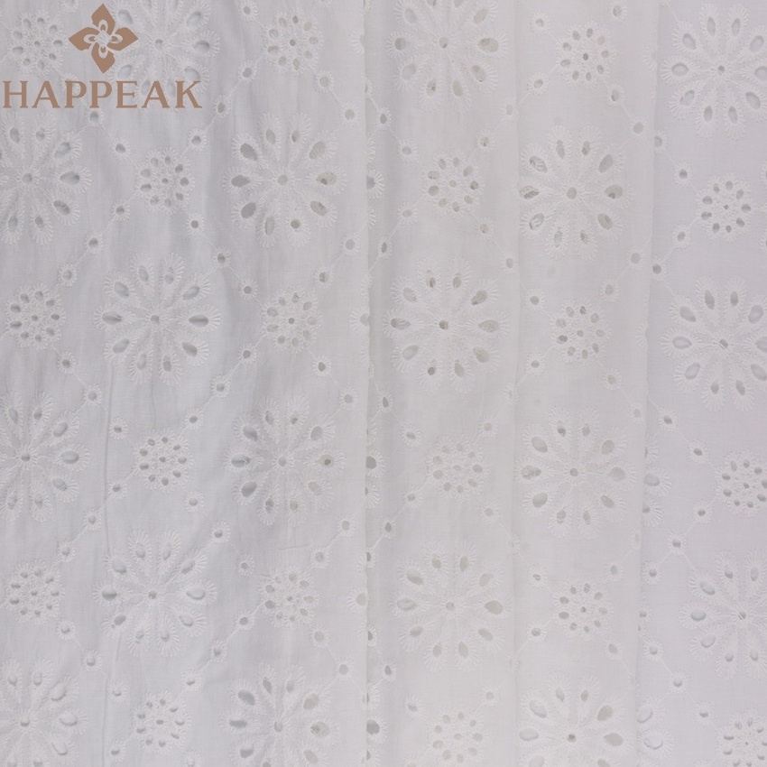 High Quality 100% Cotton Eyelet Guipure Lace Fabric Durable Soft Woven Cotton Embroidery Fabric