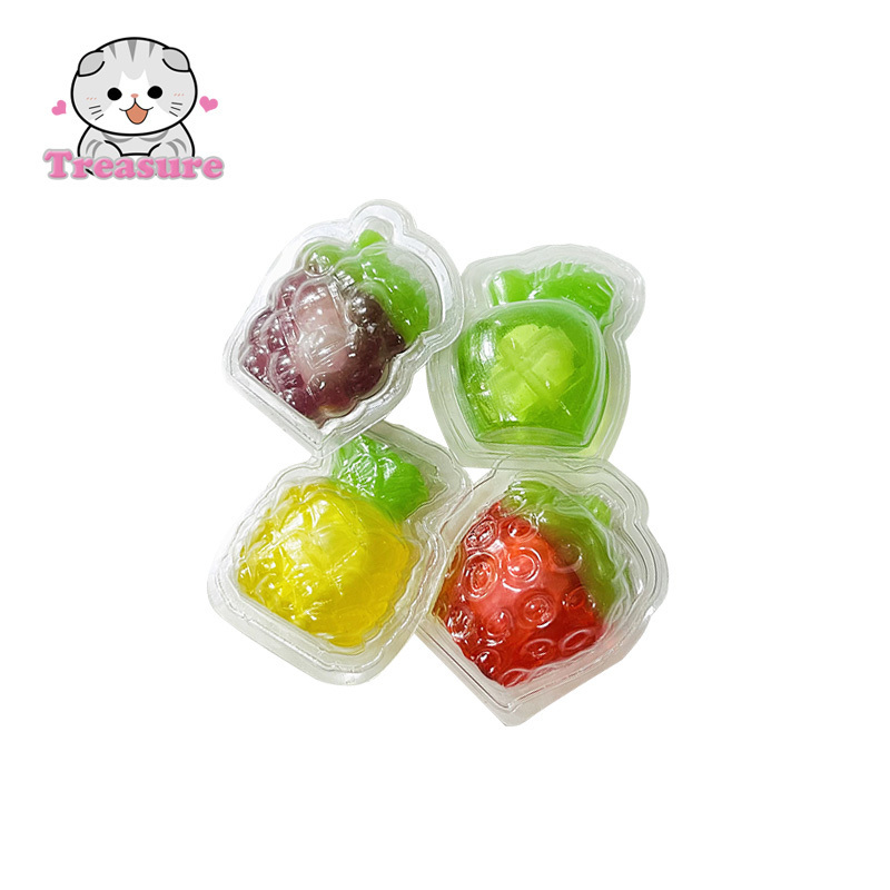 Hot Selling Fruit Shapes Soft Candy Sweet Fruit Flavor 3D Jelly Gummy Candy With Jam