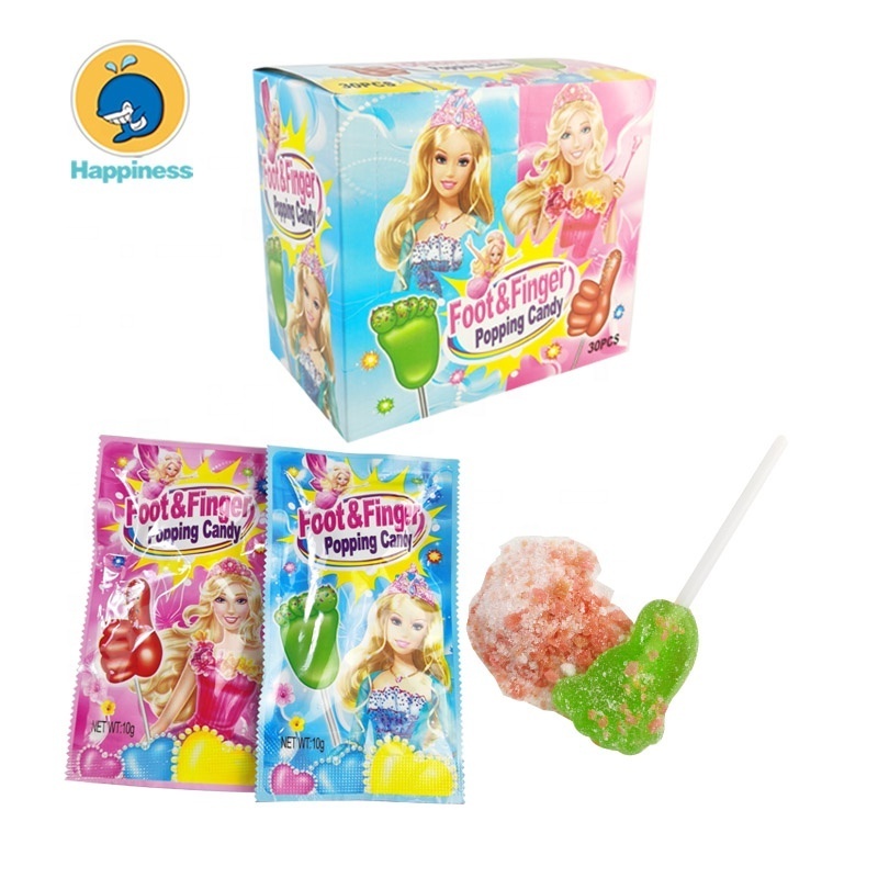 girl foot & finger shape lollipop with popping candy