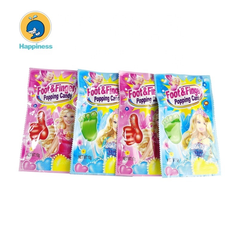 girl foot & finger shape lollipop with popping candy