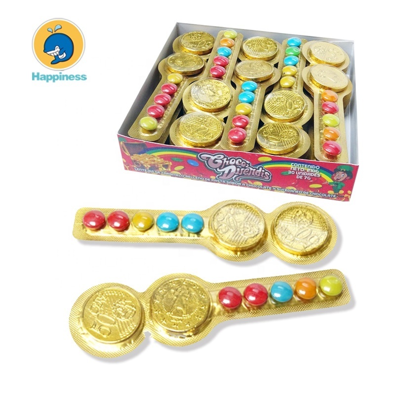 wholesale guitar shape gold chocolate coin with sugar coated chocolate bean