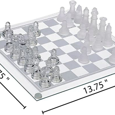 New Design Portable Cheap Price Indoor Chess Game International Chess Set Clear Glass Chess Set