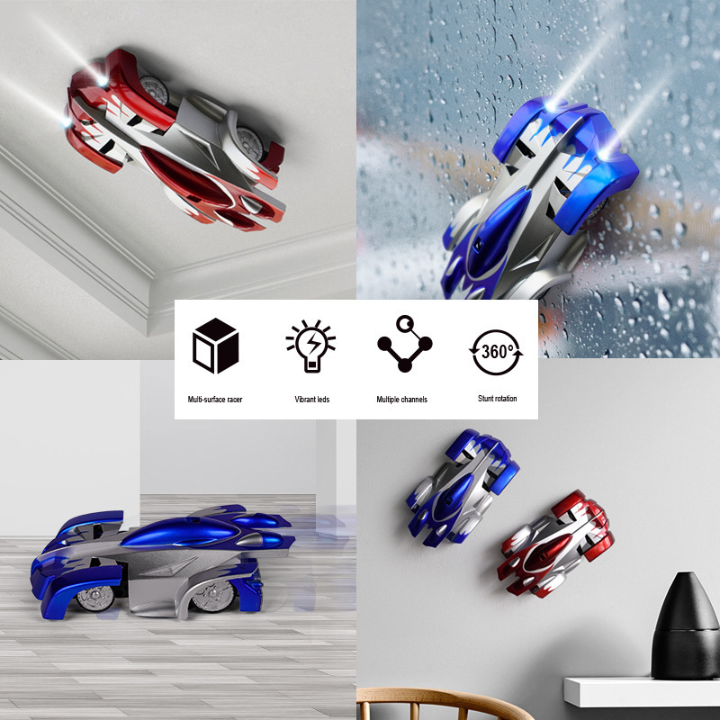 Twisted Car Four Wheel Wall Side Drive Drift Automatic Presentation Light Music Car Toys Kids Remote Control Car