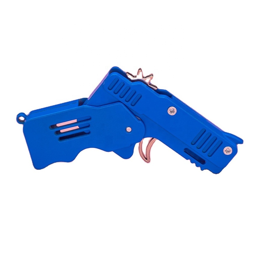 Children'S Educational Toys All Metal Burst Delivery Target Gun Toys Folding Rubber Band Gun