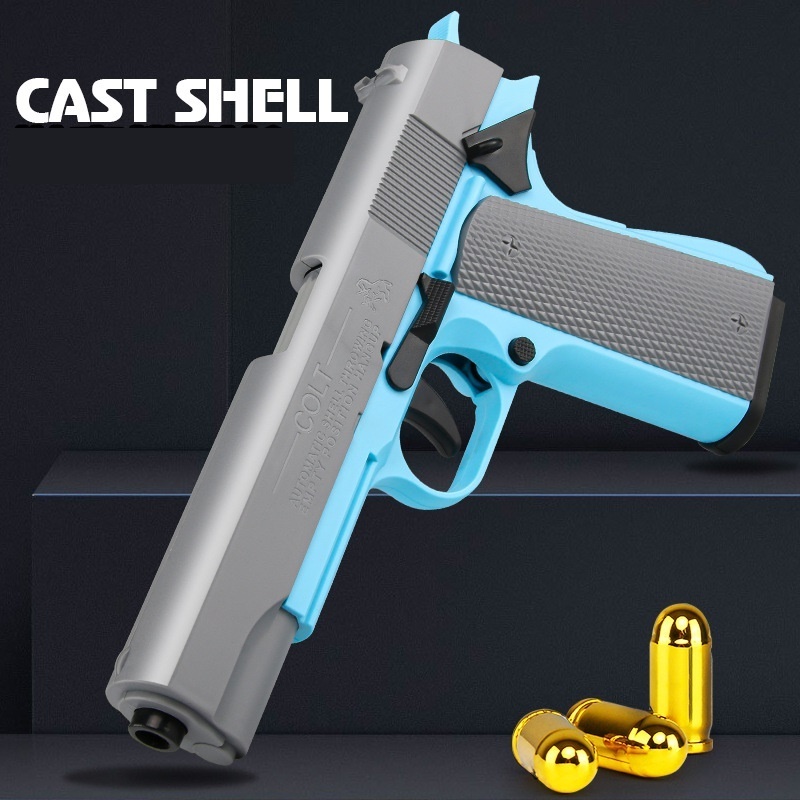 Kids' pure throw shell M1911 toy guns non firing model empty hanging back chamber hand loaded toys