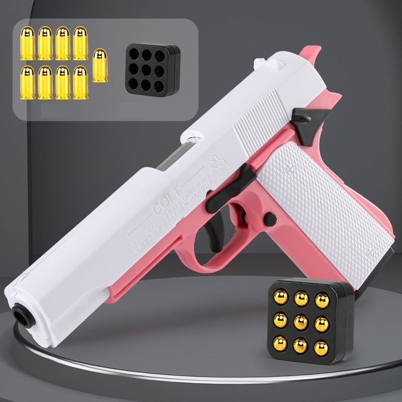 Kids' pure throw shell M1911 toy guns non firing model empty hanging back chamber hand loaded toys