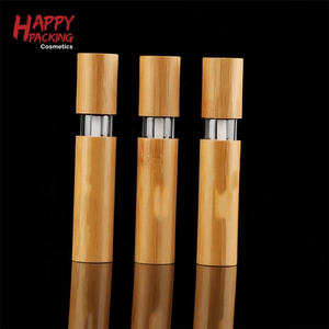 Eco Friendly Cosmetic Lip Gloss Tube Glass Bamboo Lip Gloss Container Wholesale Lipgloss Cases