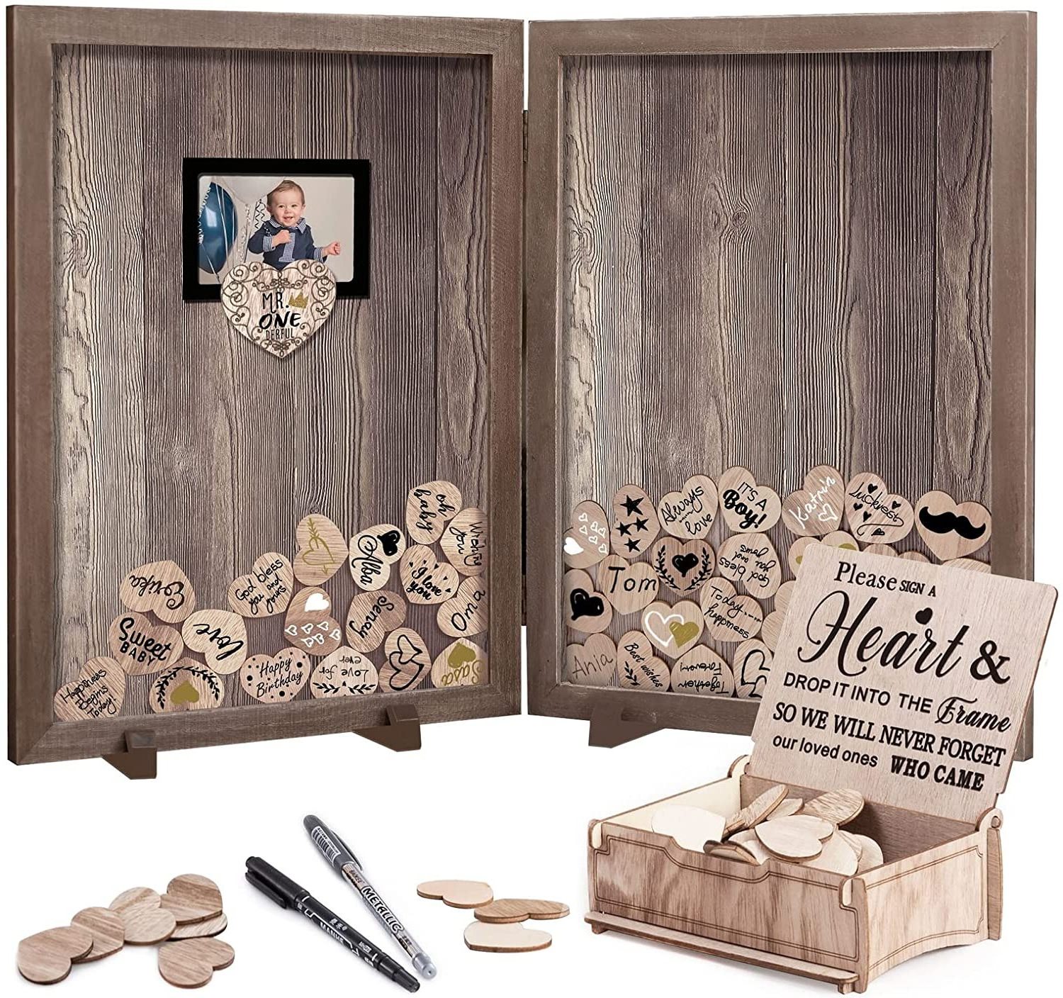 Rustic Wedding Decorations Wooden Guest Book Drop Top wedding Frame for Wedding decor