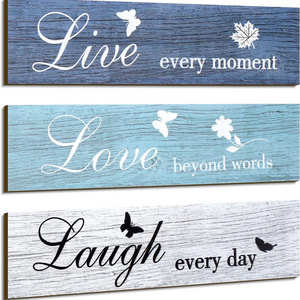 Live Love and Laugh Quote Farmhouse Wall Decor Wood Sign