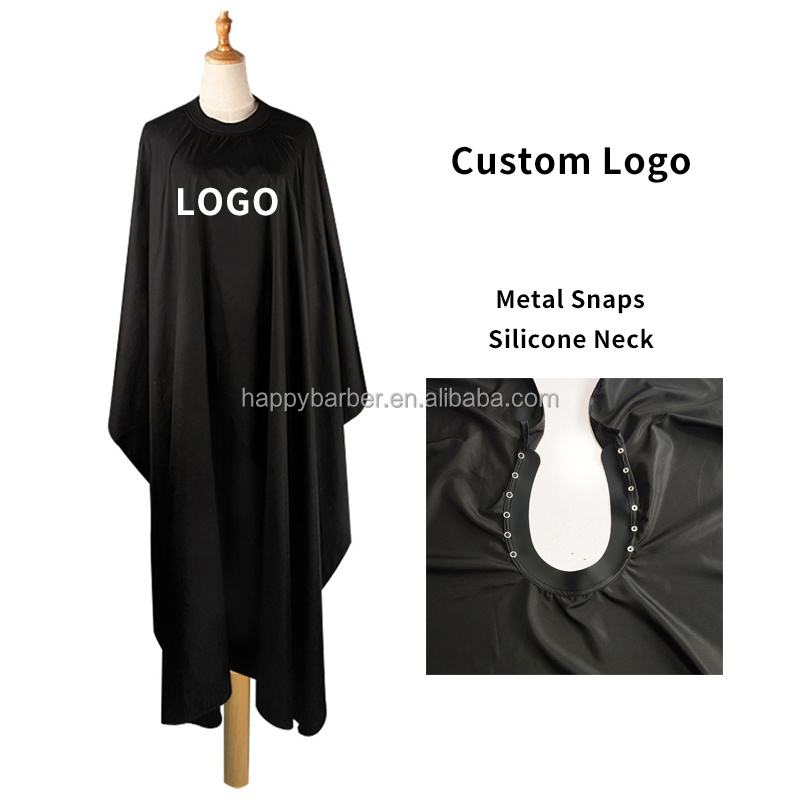 High Quality Barber Hair Cutting Cape Custom Logo Salon Apron Snaps Waterproof New Design Silicone Neck Hairdressing Capes