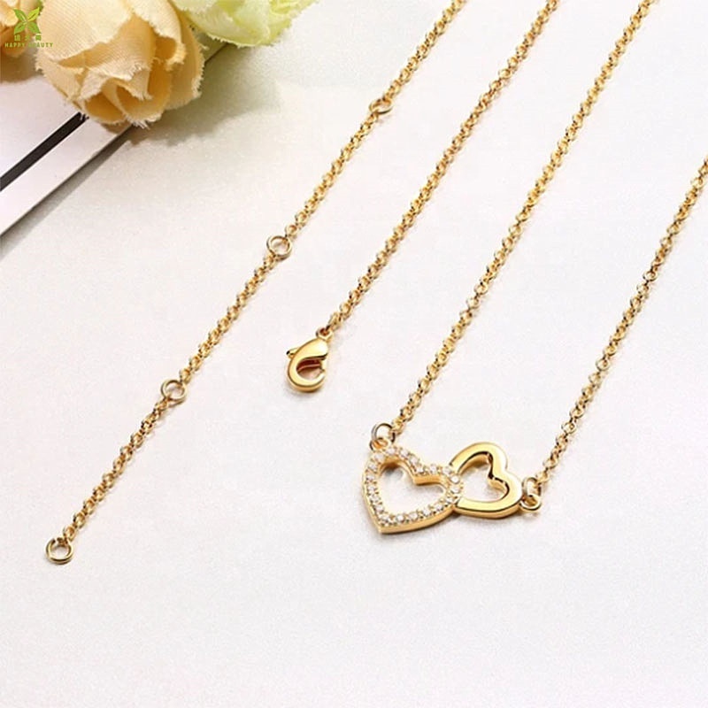 New custom stainless steel 18k gold plated sister jewelry heart pendant necklace collier acier inoxydable bijoux