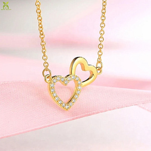 New custom stainless steel 18k gold plated sister jewelry heart pendant necklace collier acier inoxydable bijoux