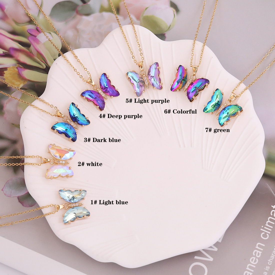 Fashion Jewelry Stainless Steel Clavicle Chain Necklace Gradient Butterfly Pendant Necklace For Women