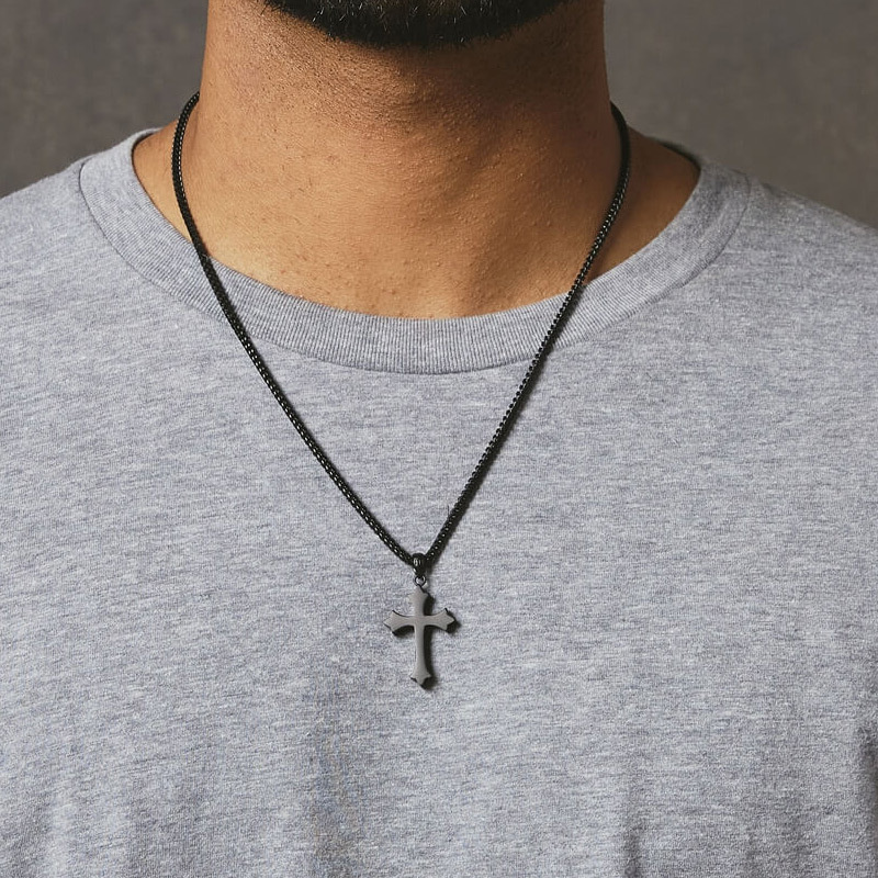 New Arrival Religious Jewelry 18K Gold Plated 316l Stainless Steel Jesus Cross Pendant Chain Necklaces For Men Jewelry Gift