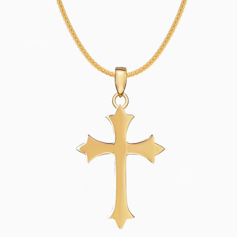 New Arrival Religious Jewelry 18K Gold Plated 316l Stainless Steel Jesus Cross Pendant Chain Necklaces For Men Jewelry Gift