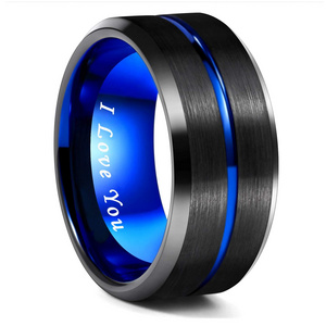 Mens Tungsten Ring Wedding Band 6mm 8mm 10mm Engraved I Love You Thin Stainless Steel Blue Rose Gold Black ring