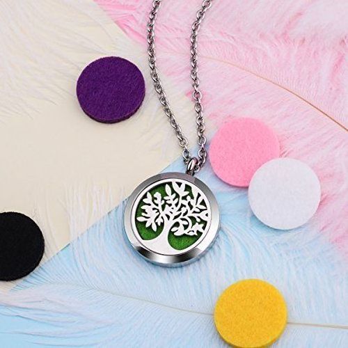 Top Quality Life of Tree Perfume Oil Jewelry Necklace Locket in 361l Stainless steel Material for valentines's gift