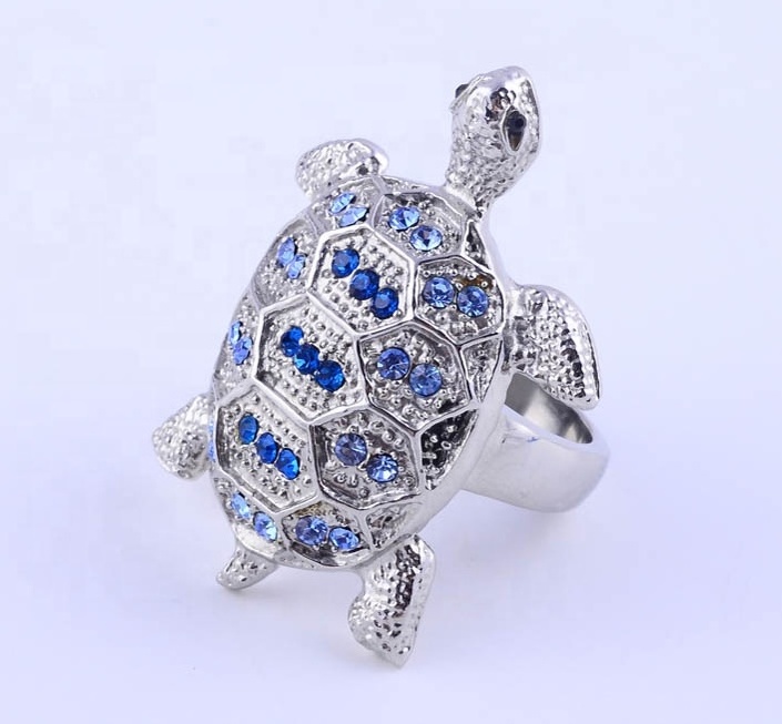 Special marriage animal 8925 sterling silver tortoise aquamarine ring