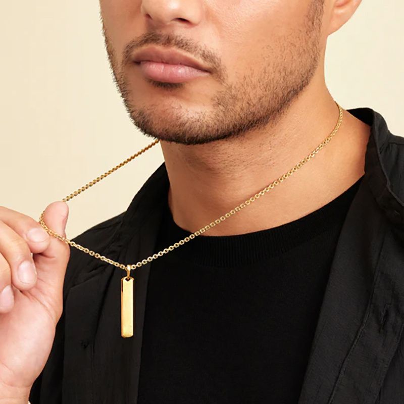 2024 Trending Stainless Steel Necklace PVD 18k Gold Plated Pendant for Men Custom Logo Wholesale Fashion Man Necklace Jewelry