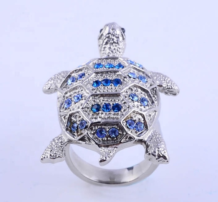 Special marriage animal 8925 sterling silver tortoise aquamarine ring