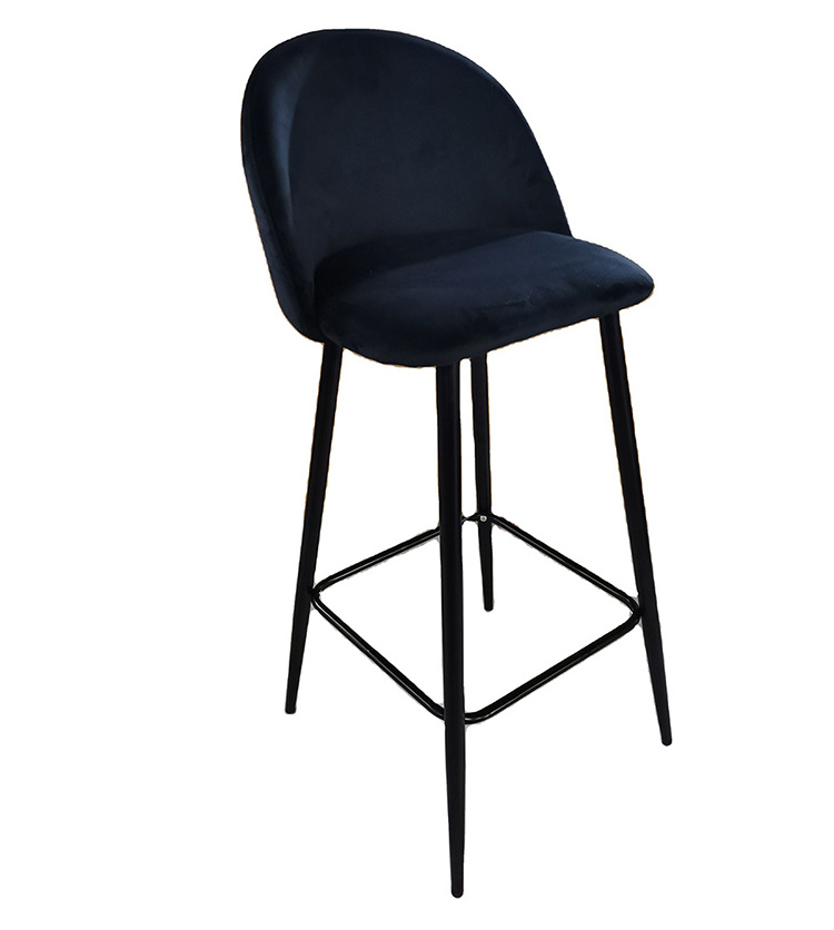 Wholesale Cheap Modern Luxury Fabric Crushed Velvet Covered Kitchen Used Bar Chair Bar Stool With Back for sale HY-BS001