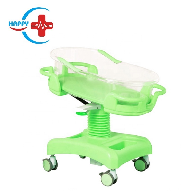 HC-M024 Gas Spring Deluxe ABS Baby Trolley Hydraulic infant baby cribs pediatric hospital beds baby cot for sale