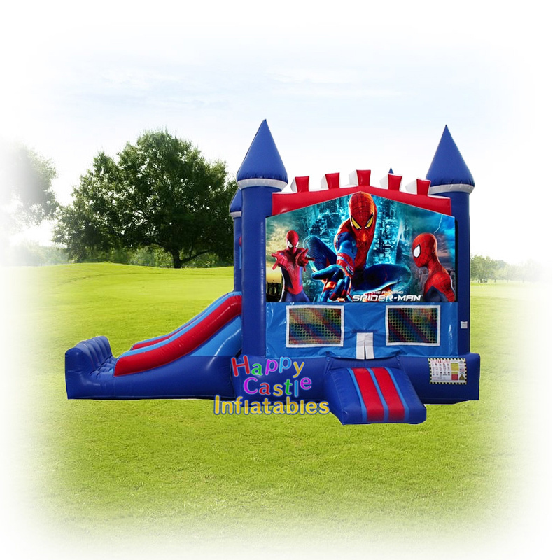 Custom cartoon inflatable  spider man bouncy castle spider-man inflatable bouncer moonwalk bounce house for sale