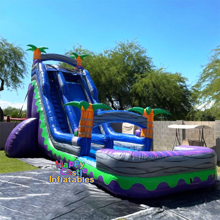 2023 popular 30 foot tall inflatable water slide marble wave purple giant and high water slide inflatable