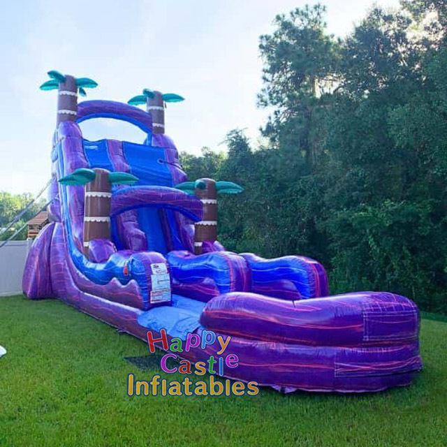 2023 popular 30 foot tall inflatable water slide marble wave purple giant and high water slide inflatable