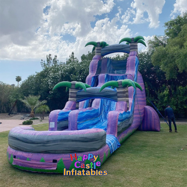 2023 popular 30 foot tall inflatable water slide marble wave purple giant and high water slide inflatable