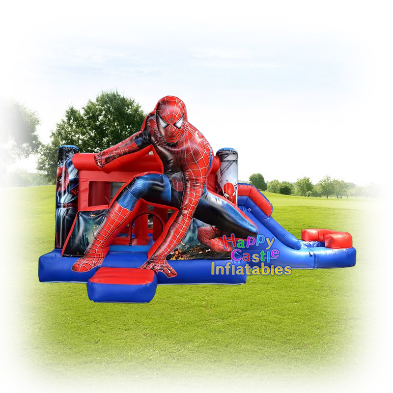 Custom cartoon inflatable  spider man bouncy castle spider-man inflatable bouncer moonwalk bounce house for sale