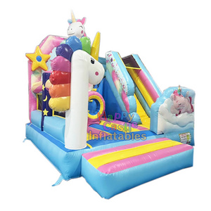 Custom unicorn	kids  inflatable bounce house color party bounce house for kids inflatable