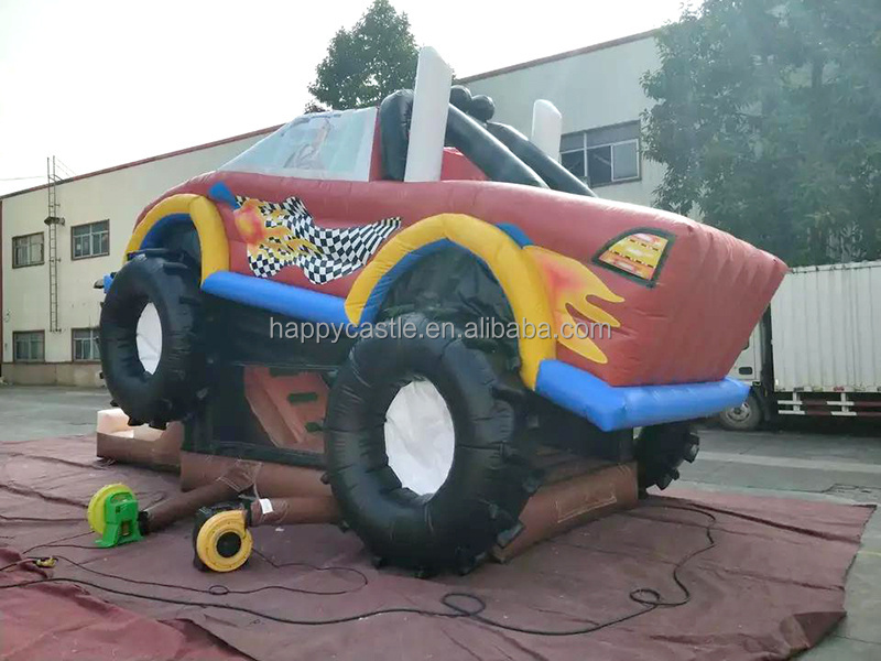 Customized inflatable monster truck bouncer play kids  bouncing castle kids commercial slide bounce house with slide for adults