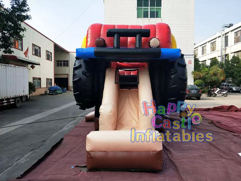 Customized inflatable monster truck bouncer play kids  bouncing castle kids commercial slide bounce house with slide for adults