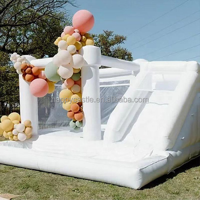 Kids summer fun toys inflatable balloon white water slide  bounce house with ball pit inflatable jumping castle backyard  fun