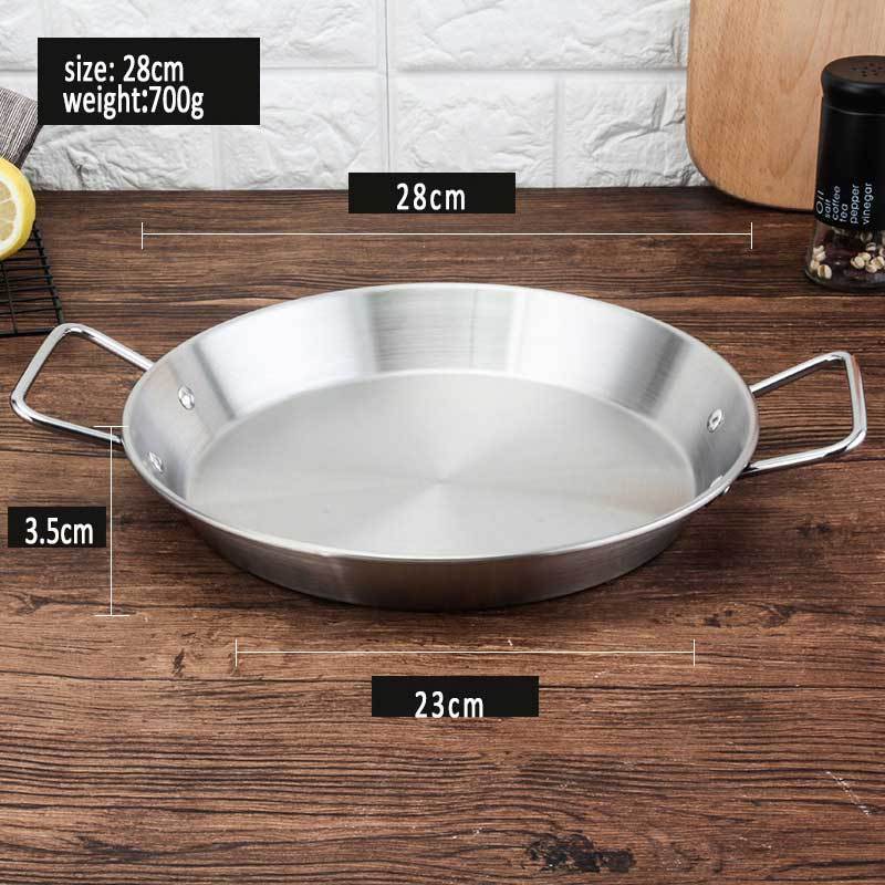 Kitchen Restautrant Cookware Household Stainless Steel Cooking Pan Spanish Non Stick Paella Pan Seafood Pot With Double Handle