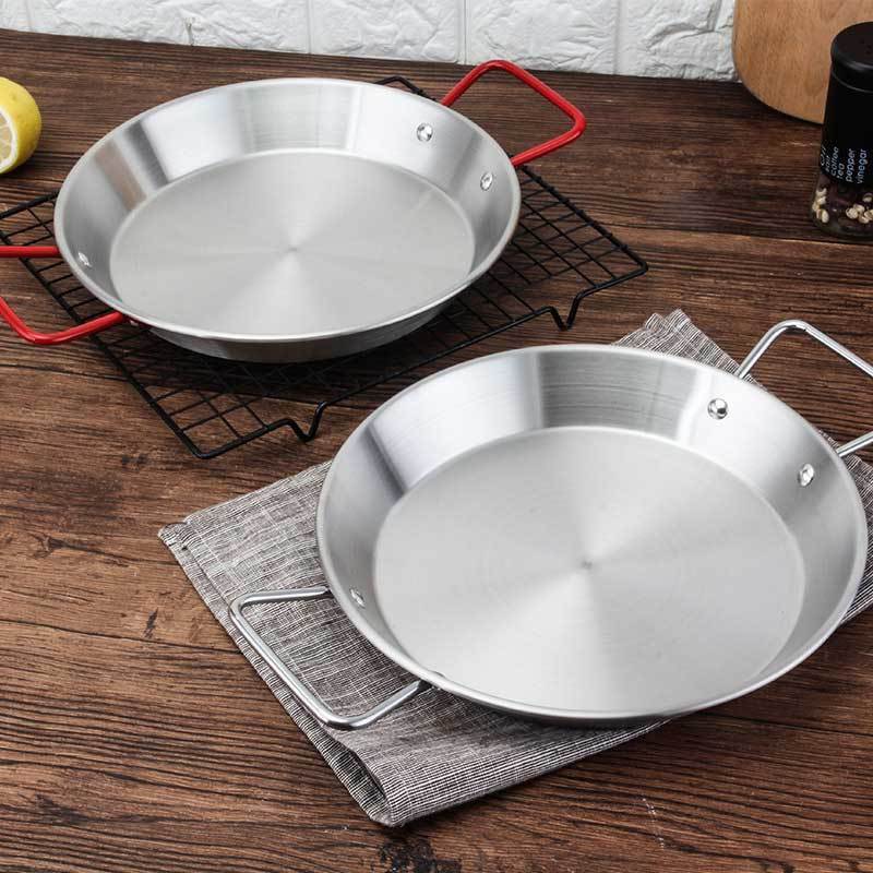 Kitchen Restautrant Cookware Household Stainless Steel Cooking Pan Spanish Non Stick Paella Pan Seafood Pot With Double Handle